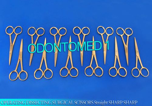 12 Pcs- OPERATING DISSECTING SURGICAL SCISSORS 4.5&#034; Straight SHARP SHARP BLADES