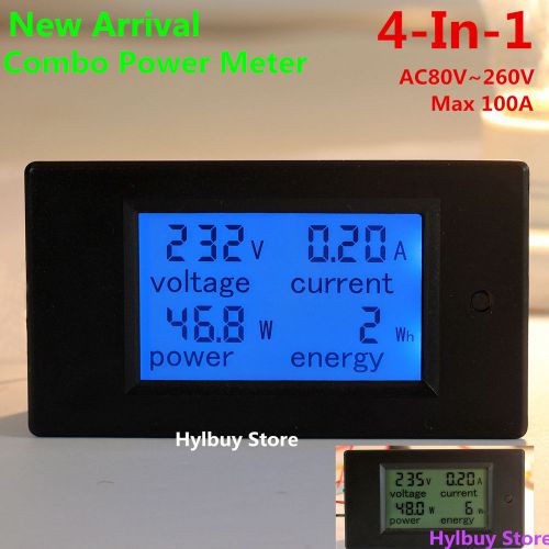 AC 100A Power Meters Monitor Volt Amp kWh Watt Digital Combo Meter AC110v 230V