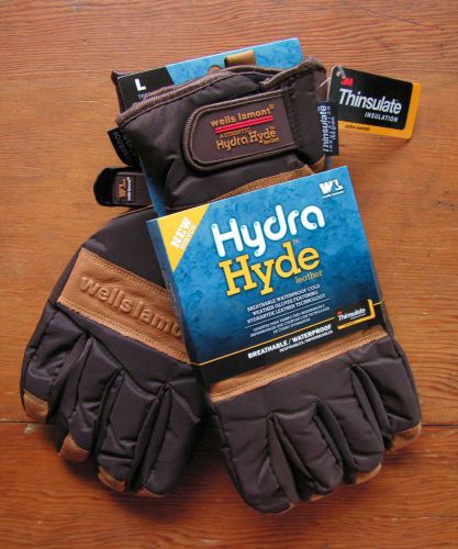 New! wells lamont hydra hyde thermal insulated waterproof work gloves leather l for sale