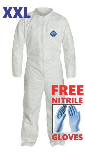 Xxl tyvek protective coveralls suit hazmat clean-up chemical free nitrile gloves for sale