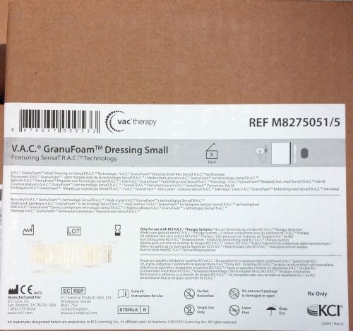 KCI VAC Granufoam Small Dressing M8275051/5 Exp. 12/2017 - Box of 5