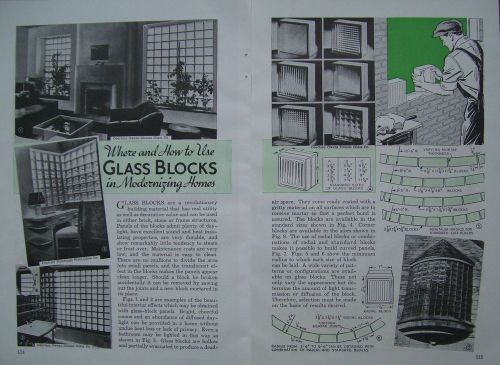 1941 How to Use Hollow GLASS BLOCKS Bricks TILE Window ARTICLE Owens Illinois