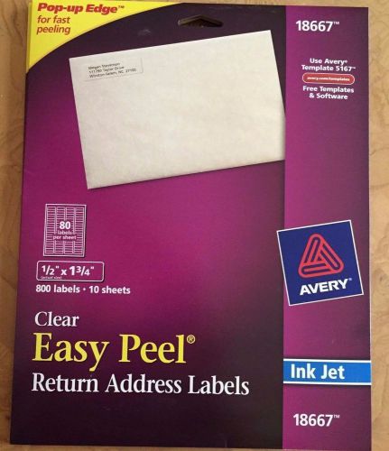 WOW! AVERY CLEAR EASY PEEL RETURN ADDRESS LABELS  18667 ~~~NOW LAST ONE LEFT~~~