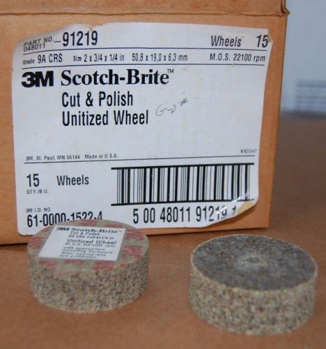 Six (6)  3m 2&#034; x 3/4&#034; x 1/46&#034; cut &amp; polish unitized wheel, 9a crs, m.o.s. 22100 for sale