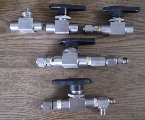 5 SWAGELOK/Whitey SS-43F4 STAINLESS STEEL VALVES (can sell by lot or separate)