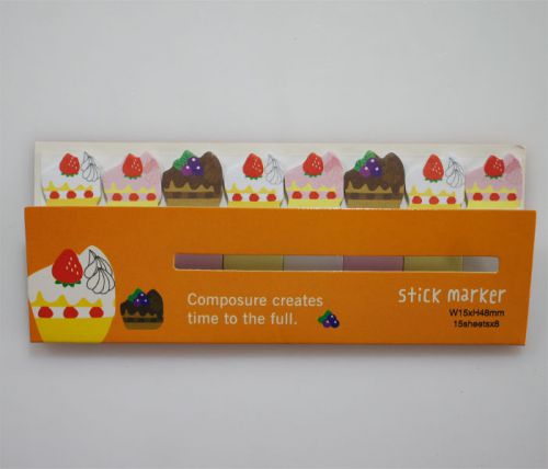 Cute Cut Cakes Sticky Notes Stick Marker for Bookmark Memo - 8 style x 15 sheets