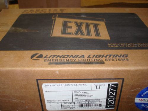 Lithonia led edge green lit emergency exit panel/sign lrp 1 gc 120/277 el n pnl for sale