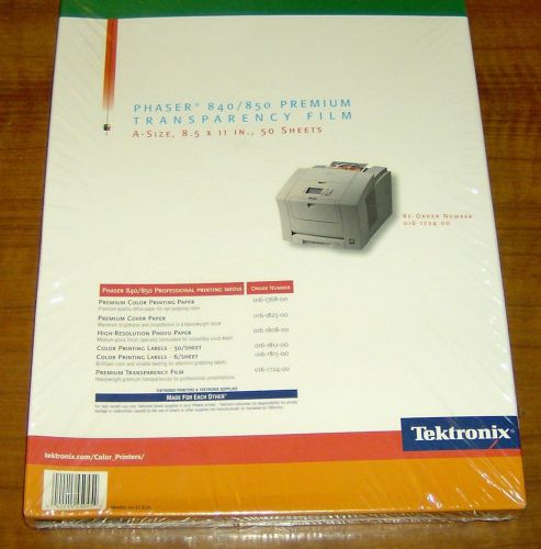 TEKTRONIX PHASER 840/850 STANDARD TRANSPARANCEY FILM 50 SHEETS-NIB-FREE SHIPPING