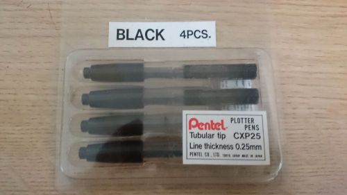 4 Pentel CXP25 Tubular Tip 0.25mm Black Plotter Pens