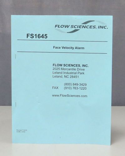 Flow Sciences, Inc Face Velocity Alarm Instruction Manual