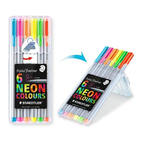 6 triplus fineliner neon colours staedtler pen color marker 0.3mm art drawing for sale