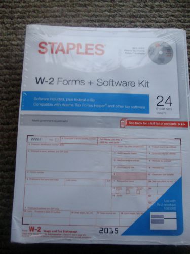 2015 W-2 Tax Forms Plus Software 24 Sets 6 Parts / 2015 W 2 Tax Forms Staples