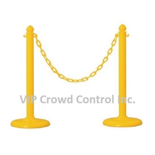 Plastic stanchion, 2pcs set + 16&#039; chain, color in yellow, vip crowd control for sale