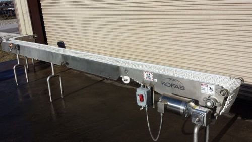 2012 KOFAB 8.5” x 16’ Long SS Food Conveyor with 90 Degree Curve, Conveying