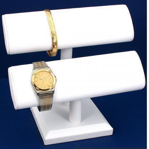 White Faux Leather Oval T-Bar Bracelet Watch Display