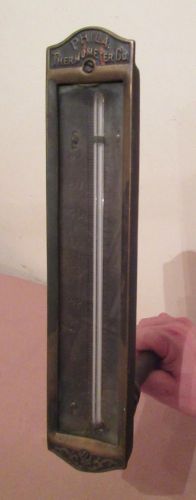 Large rare antique heavy working bronze phila industrial thermometer co. gauge for sale