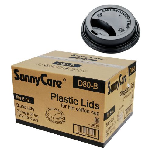 SunnyCare 8 oz. Black Plastic Travel Lid 1000 / Case