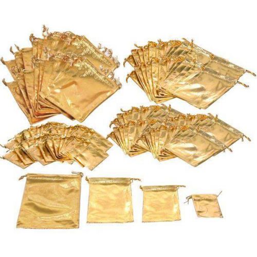 144 Gold Pouch Gift Bags 4 Sizes