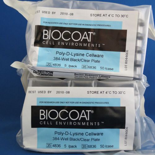 10 Plates BioCoat Poly-D-Lysine 384 Well Plates Black w/ Clear Bottoms #354836