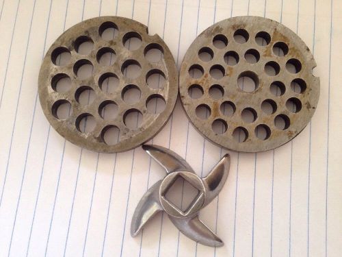 #12 Carbon Steel (2) Plates and Knife For Electric Manual Meat Grinder
