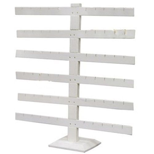 6 Tier 6 Bar White Earring Display Stand 14 1/8&#034; Wide x 15 1/8&#034; Tall