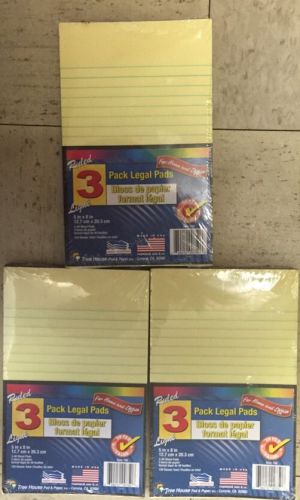 Lot Of 3 YELLOW RULED LEGAL PADS, 5&#034; x 8&#034; Three Pads 360 Sheet Total