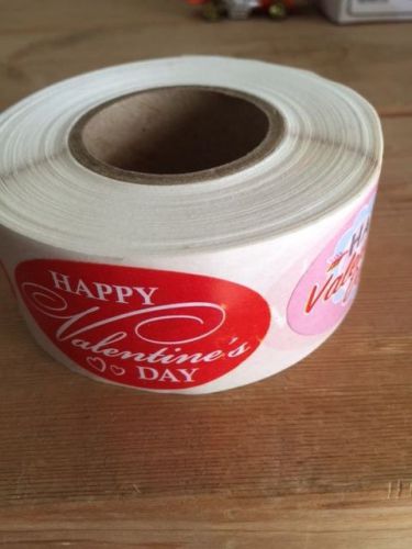 1.25&#034; x 2&#034; HAPPY VALENTINES DAY  LABELS 500 PER ROLL GREAT STICKERS