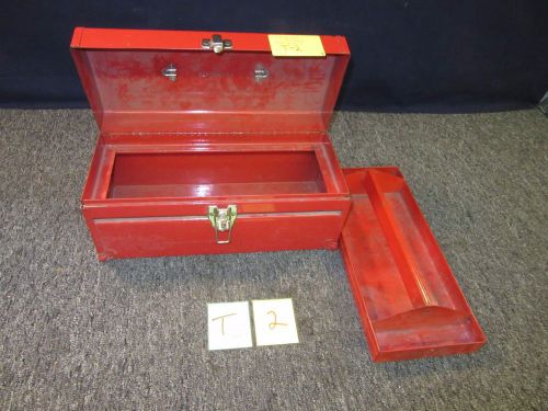 STOCK-ON RED TOOL BOX METAL CHEST CASE MILITARY TRAY OD 16x7x7 LATCH USED