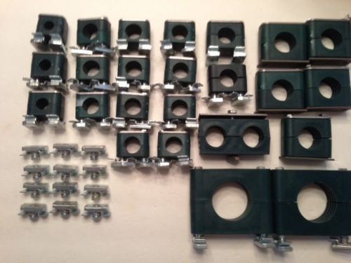 Lot of 24 new stauff heavy duty clamps in various sizes and 12 spring nuts for sale