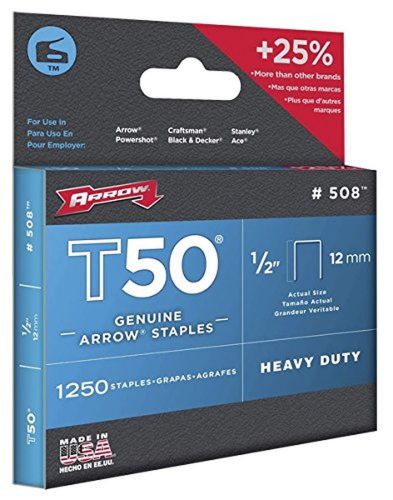 Arrow Fastener 504 Genuine T50 1/4-Inch Staples 1250-Pack 1/4 Inch