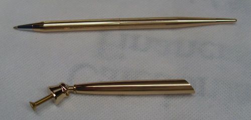 Desk pen &amp; funnel swivel holder with screw - gold finish executive slim for sale