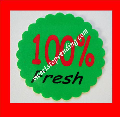 10 100% Fresh Stickers Bulk Vending Labels