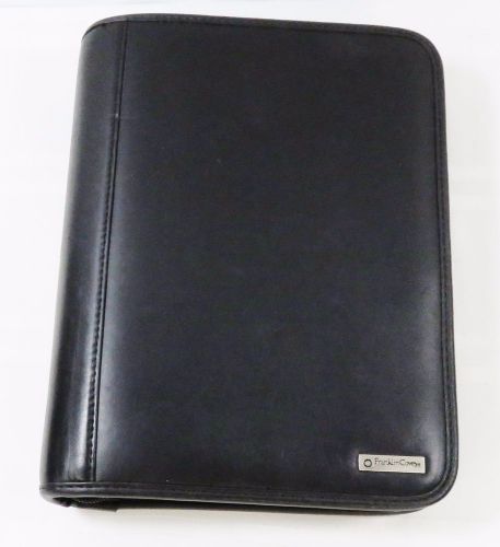 EXCELLENT FRANKLIN COVEY CLASSIC BLACK LEATHER ZIPPER BINDER PLANNER ORGANIZER