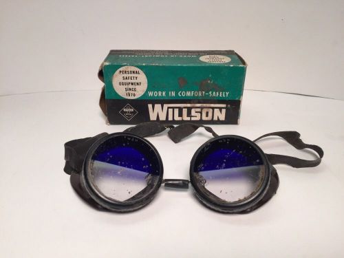 Vintage Willson Steampunk Half Tinted Welding Goggles With Box