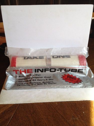 THE INFO-TUBE SIGN AND PAPERWORK &#034;TAKE ONE&#039; DISPENSER WEATHER PROOF BOLTS ON