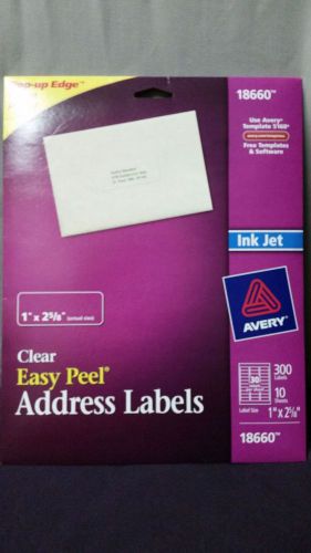 Avery 18660 Clear Easy Peel Address Labels 1&#034; by 2 5/8&#034;
