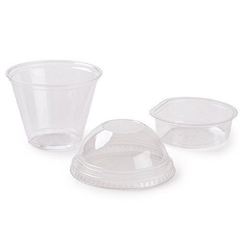 Pack of 25 clear plastic parfait cup 9 oz with insert and dome lid for sale