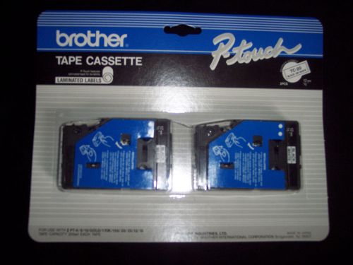 Brother TC-20 Cassette P-Touch Labels Black on White Tape 2pk