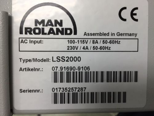 Man Roland Regioman Press  LSS2000 07.91690-9106 07 91690 9106