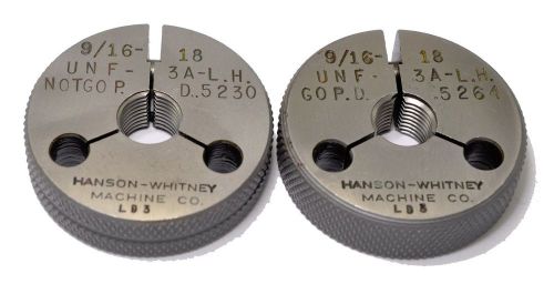 9/16-18 unf-3a ~ thread ring gage ~ go no/go ~ .562   hanson-whitney ~ left hand for sale