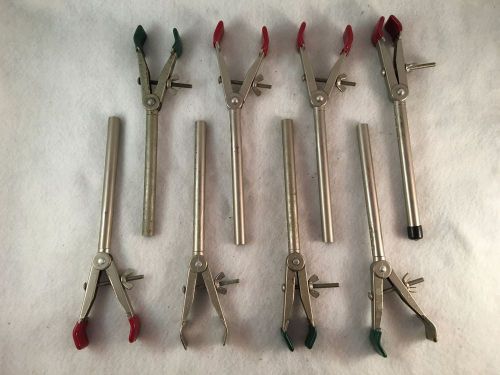 Lot of 8 Medium Adjustable 2-Prong Laboratory Clamps