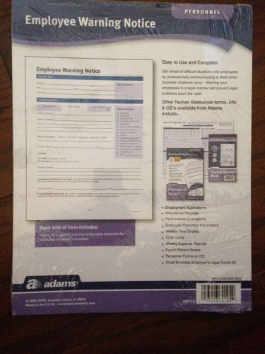 Adams Employee Warning Notice 8.5 x 11 Inches Pad/50 Forms HRR114-SB/0909-0909