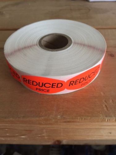 1.25&#034; x .625&#034; REDUCED PRICE MERCHANDISE LABELS 1000 PER ROLL STICKER FL RED NEW