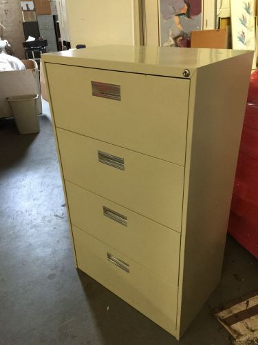 4 DRAWER LATERAL SIZE FILE CABINET in LIGHT BEIGE COLOR w/LOCK 30&#034;W