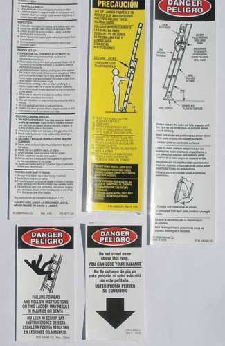 Werner fiberglass extension ladder labels (model lfe100-300) - 6 pack for sale