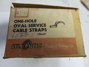NOS Box Of 1-Hole Oval Service Cable, Size 8/3 Straps, Made In USA By ATLANTIC