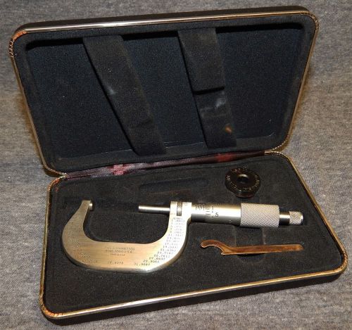 Vintage machinist starrett stainless steel micrometer 1212 ratchet &amp; nut in case for sale
