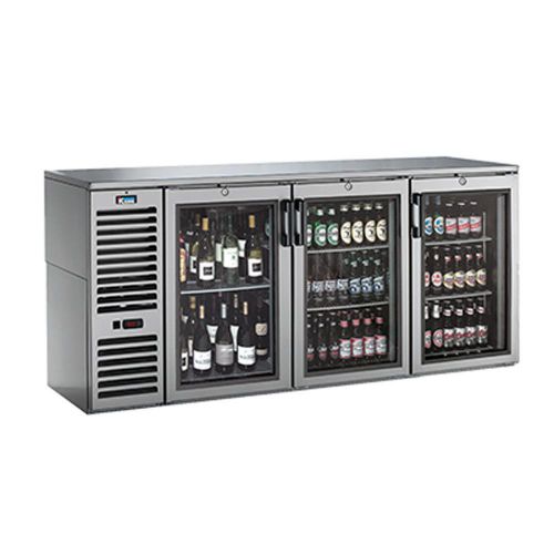 Krowne NS72L Narrow Door Refrigerated Back Bar Storage Cabinet three section