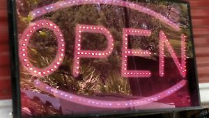 OVAL OPEN Sign -- LED Super Bright Fast Slow Static 33&#034; by 17&#034;