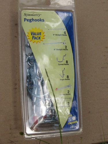 new Symmetry 28 PIECE Peg Board Value Pack Hooks Bins and Holders NEW